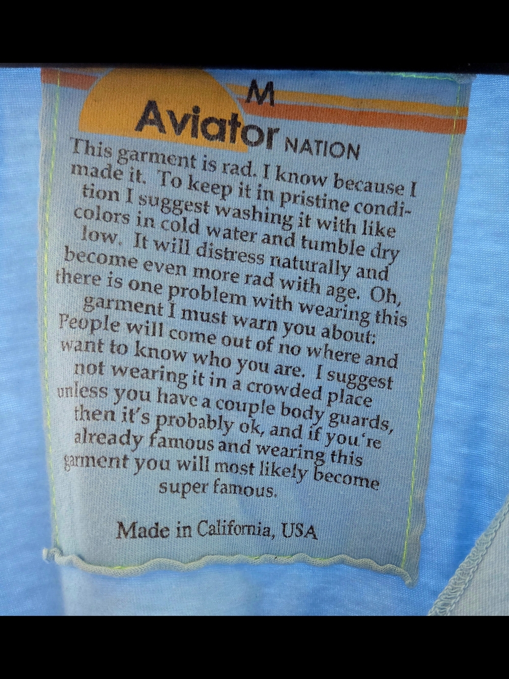 Aviator Nation Light Blue Tank with Pink-Purple Lightning - Picture 4 of 4